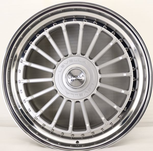 Levella RETRO R5 | VA: 9x20 ET20 & HA: 10x20 ET20 | 5x120 | 72,6 | Stern Silber + Röhre Silber | Betten Poliert