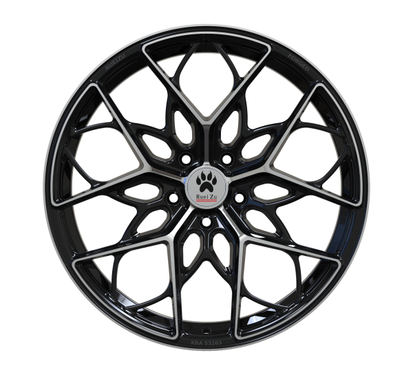 RueiZu R103 Forged 20 Zoll Felgen Satz 8,5Jx20 ET43 5x114,3 Schwarz Glanz + front poliert