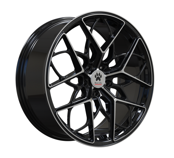 RueiZu R103 Forged 20 Zoll Felgen Satz 8,5Jx20 ET43 5x112 Schwarz Glanz + DKL Front poliert